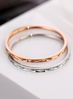 钛钢戒指女潮磨砂光面素圈ins