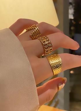 欧美爆款开口可调节钛钢戒指女