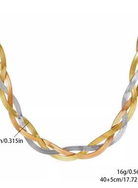 欧美热销三股蛇链缠绕钛钢项链女