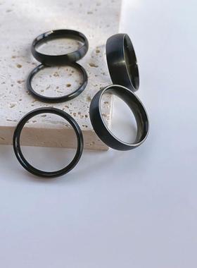 简约钛钢戒指女拉丝18k金色素圈