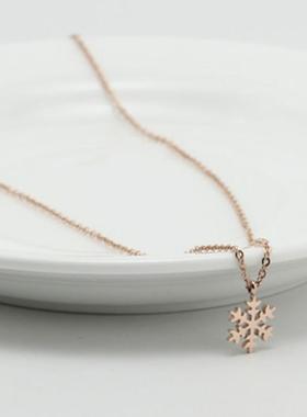 韩版气质雪花项链女钛钢18k