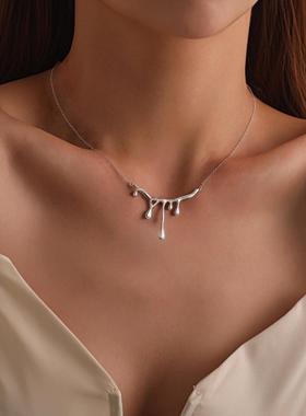 欧美个性熔岩钛钢项链简约高级感