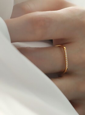 五号小号6号戒微镶钻钛钢戒指rin