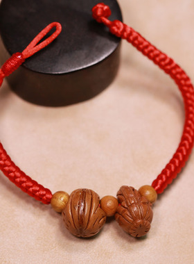 桃澜桃核篮红绳风俗饰品野生天然