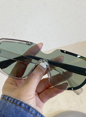 墨镜连体拼色不对称个性太阳镜女