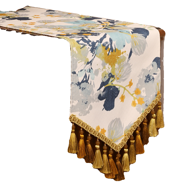 美式轻奢茶几桌旗高级感客厅餐桌布边柜电视柜长条装饰布乡村田园,淘宝优惠券,粉丝福利购,淘宝优惠卷