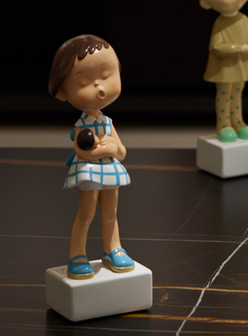 艺术玻璃担心可爱风限量版雕塑