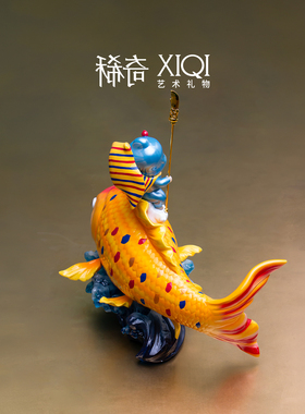 艺术风瞿广慈锦鲤祝福限量摆件