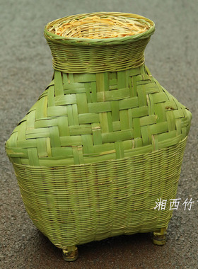 手工竹编垂钓篓仿旧虾J笼