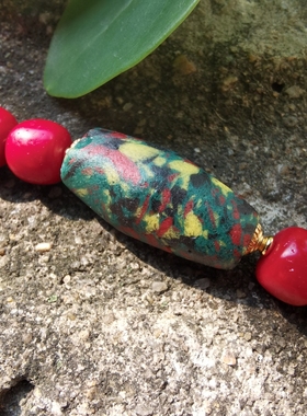 百年西非老琉璃多宝手串牛血红色雪巴琉璃手串西亚古珠手链手串