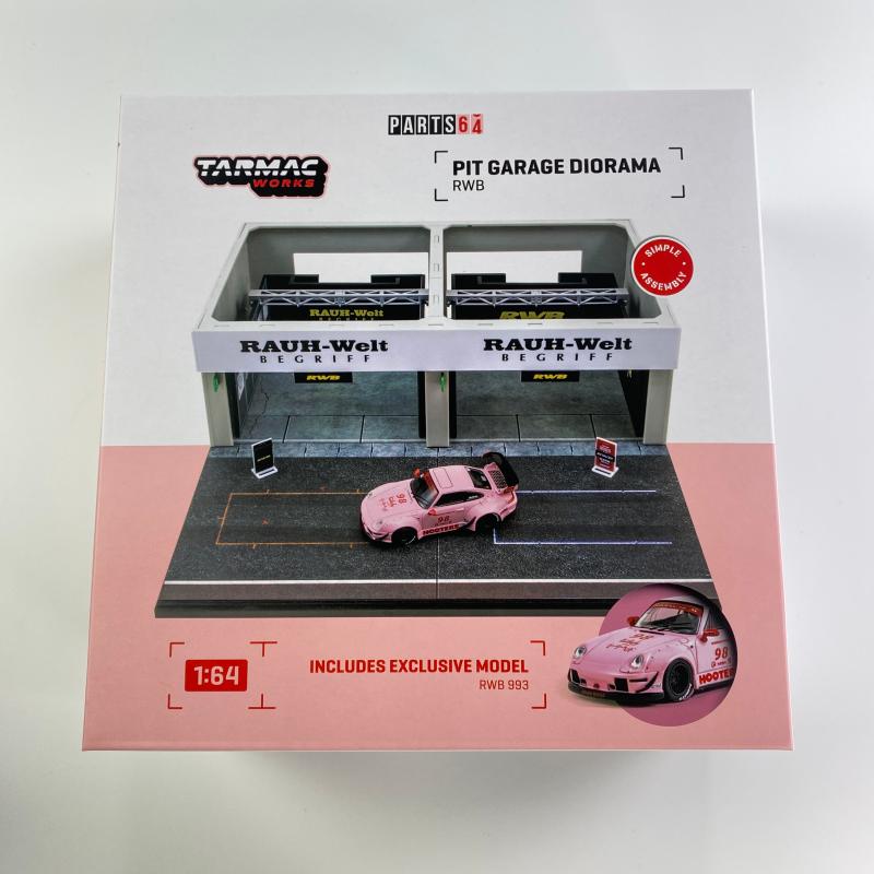 TW现货Tarmac Works 1:64 Racing Pit Garage车模场景RWB 993粉色 - 图3