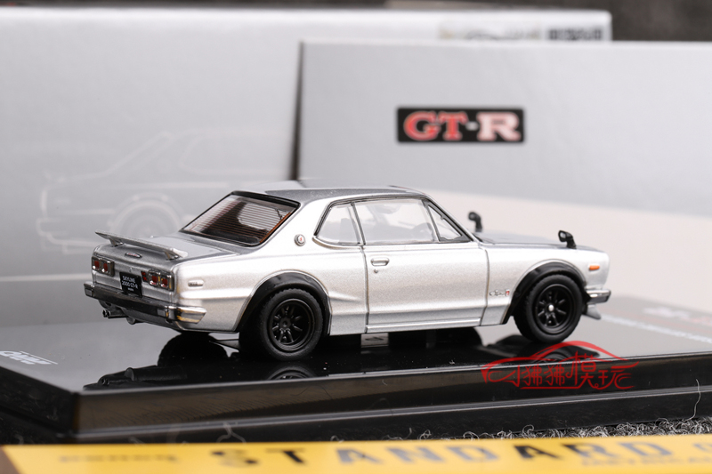 现货INNO 1:64日产GTR尼桑SKYLINE 2000 GT-R KPGC10银色汽车模型-图2