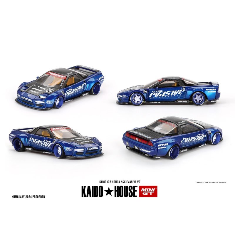 MINI GT 1:64 KAIDO House 本田NSX Evasive V2蓝色 合金汽车模型 - 图2