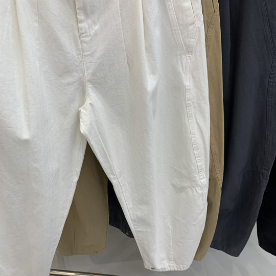 日单设计师 双褶 100%棉阿美咔叽宽松休闲裤男 日系复古哈伦裤 潮