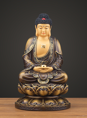台湾黄铜娑婆三圣佛像摆件