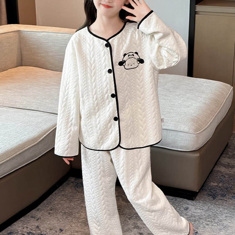 小码睡衣女小个子145秋冬空气棉简约V领卡通家居服150cm春秋夹棉,淘宝优惠券,粉丝福利购,淘宝优惠卷