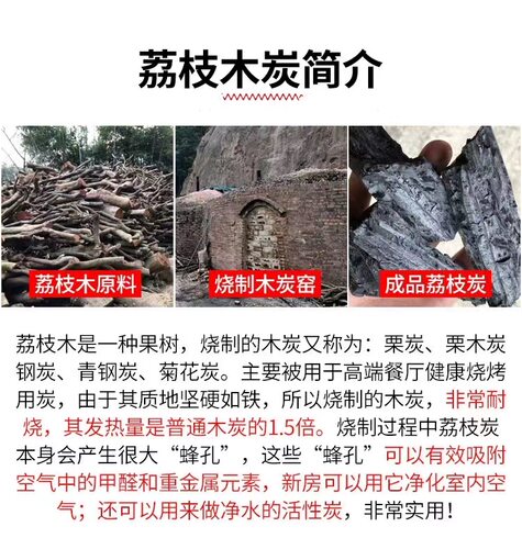 荔枝木炭烧烤碳无烟碳家用果木碳炭块取暖烤火烧烤炭10斤原木炭 - 图3