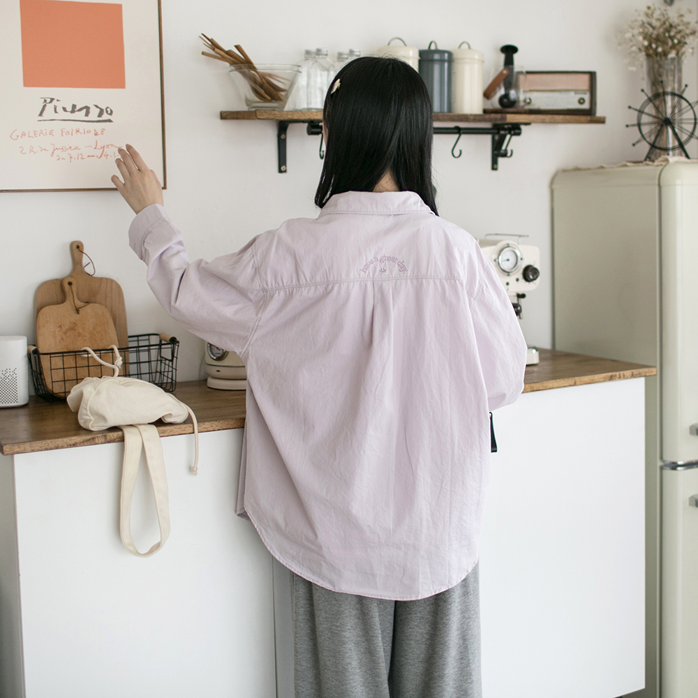 小雨良品日系长袖紫色衬衫外套新款女夏季防晒衫空调衫小个子上衣