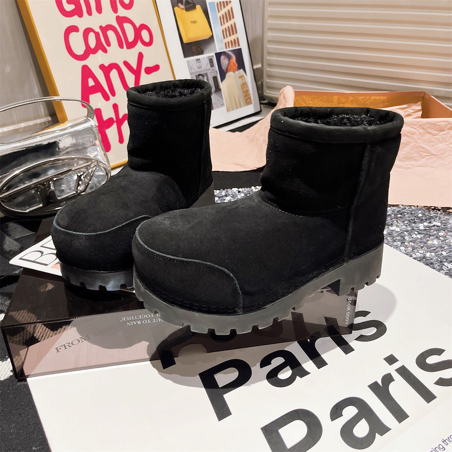 欧货真皮米奇大头厚底松糕加厚雪地棉靴短靴时髦显瘦网红爆款女鞋,淘宝优惠券,粉丝福利购,淘宝优惠卷