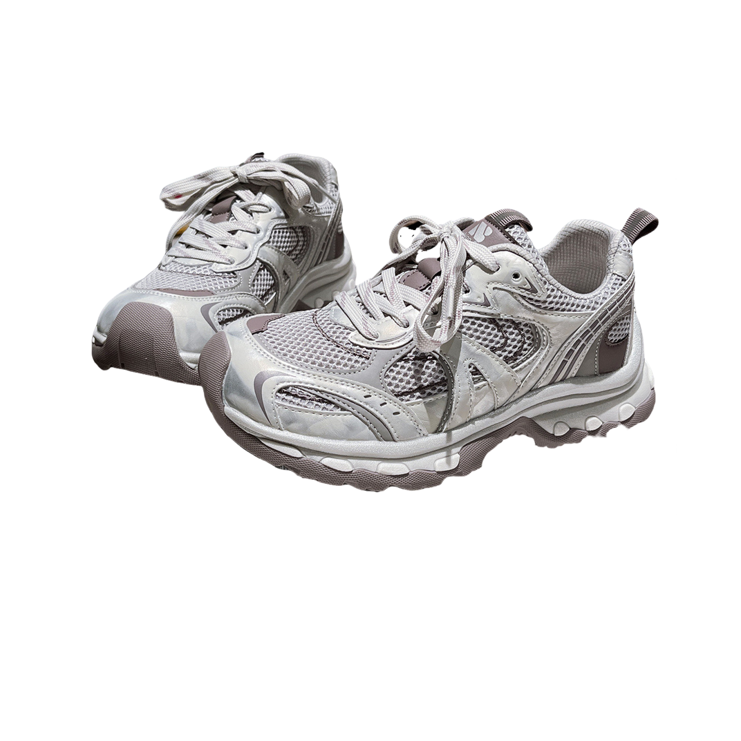 真皮版~韩版ins超火银色厚底松糕显瘦显脚小老爹鞋运动鞋休闲鞋女,淘宝优惠券,粉丝福利购,淘宝优惠卷