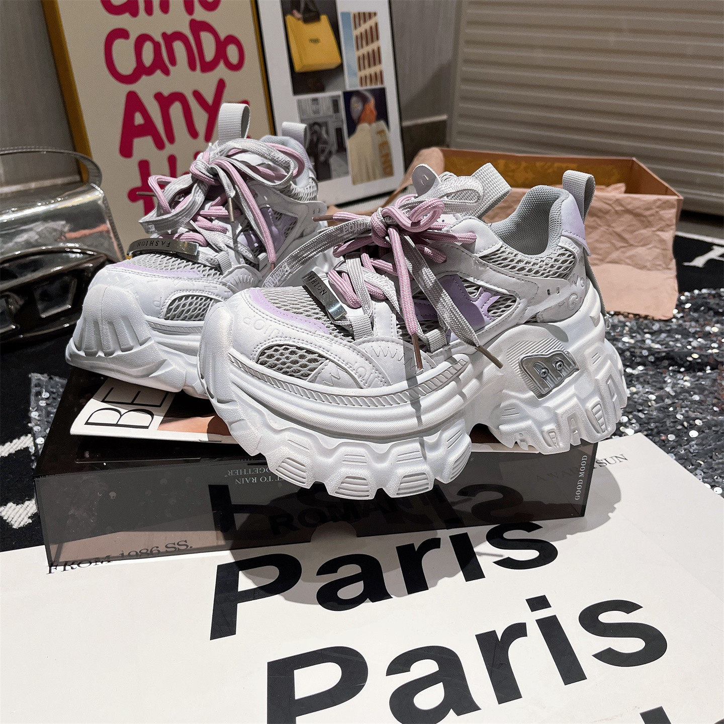 真皮版~欧货ins超火厚底松糕超高跟悬空底老爹鞋运动鞋擦色女鞋潮,淘宝优惠券,粉丝福利购,淘宝优惠卷