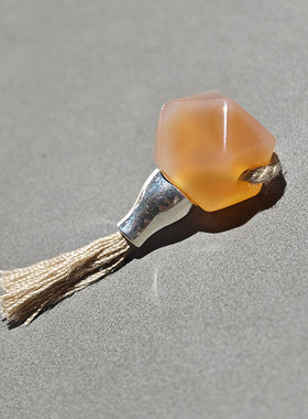 天然唐球八棱玛瑙佛头三通文玩