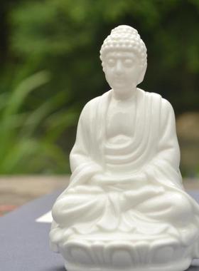 陶瓷如来佛像禅意释迦牟尼摆件