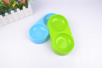 Pet supply pet double dog bowls ໂຖປັດສະວະພາດສະຕິກທີ່ມີສີສັນຄຸນນະພາບສູງອຸປະກອນອາຫານສັດລ້ຽງທີ່ເປັນມິດກັບສິ່ງແວດລ້ອມ