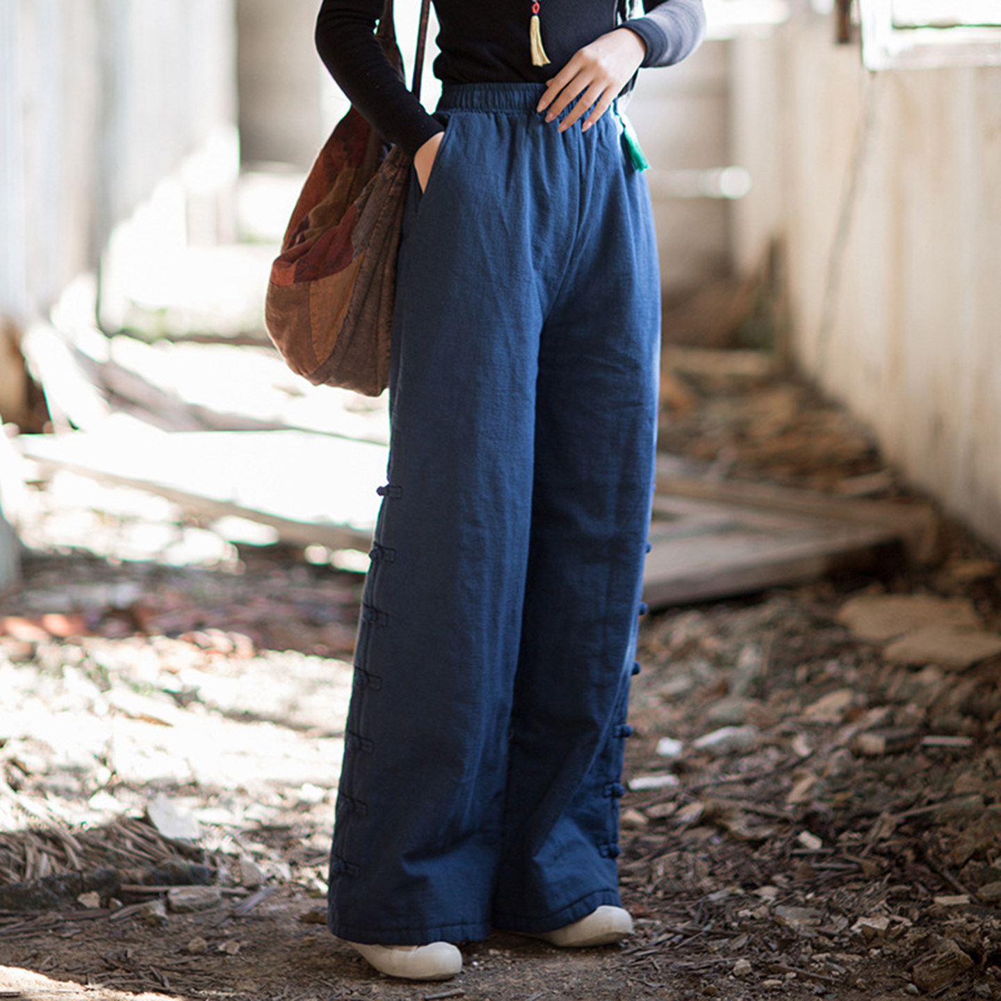 苎麻夹棉裤女外穿2025新款冬季加厚中式棉麻裤子百搭保暖直筒长裤,淘宝优惠券,粉丝福利购,淘宝优惠卷