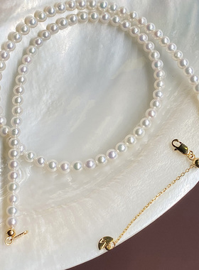 西子美美S925银电镀18K金珍珠项链女淡水小米珠颈链通勤小清新