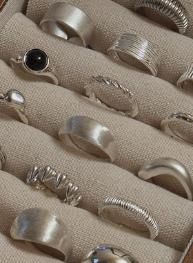 小众复古S925纯银素圈戒指女不掉色轻奢高级感食指戒百搭开口指环