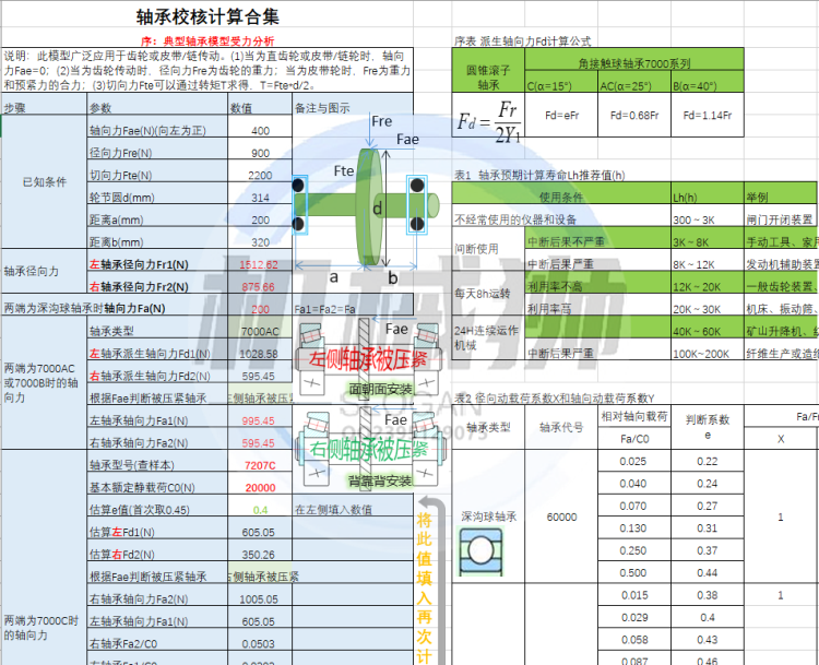 轴承选型设计软件表格输入要求自动计算器强度疲劳寿命受力资料 - 图0