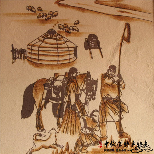 Mongolian felt painting, Inner Mongolian characteristics, three auspicious treasures, hand-painted tapestry, hanging ethnic Mongolian meal decorations, wool felt