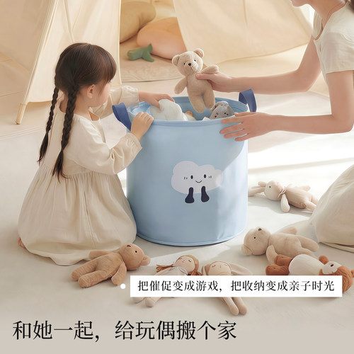 天纵玩具收纳筐布艺收纳篮可爱家用大容量儿童毛绒玩偶杂物筐手提 - 图2