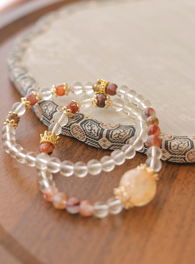 黄水晶/黄胶花/白水晶手串简约