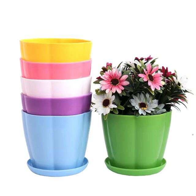Round gardening medium rose indoor flowerpot with tray