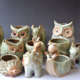 Ceramic succulent flower pots, green plant flower pots, simple and creative stoneware pots, old pile flower pots, large flower pots, animal flower pots