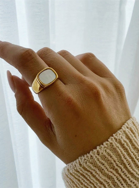 轻奢简约不锈钢方形女士戒指