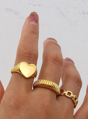 magicfish小众钛钢爱心女士戒