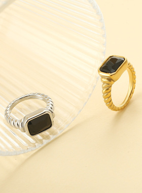 magicfish黑金复古玻璃戒指