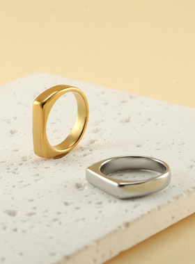 magicfish光面钛钢简约戒指