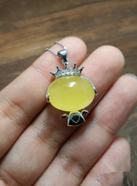 宏利S925纯银吊坠空托 项坠银托镶嵌蜜蜡琥珀13*18玉石坠子挂坠托