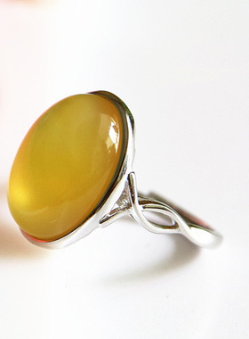 纯银镶嵌玉石戒指空托