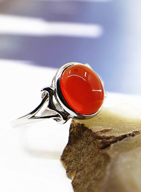 宏利s925纯银戒指空托女蜜蜡镶嵌