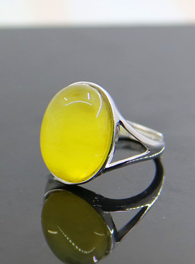 纯银定做镶嵌复古蜜蜡戒指空托