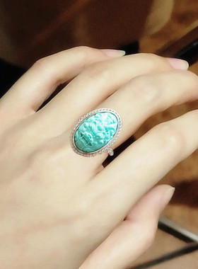 纯银戒指空托蛋形镶嵌活口时尚