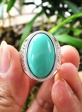 纯银镶嵌复古琥珀活口戒指空托