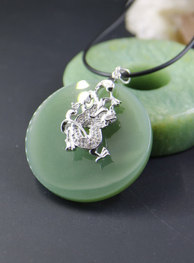宏利925纯银吊坠空托镶嵌平安扣吊扣 扣子加工宝石银托碧玉吊坠托