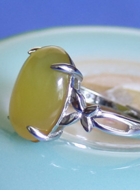 宏利S925纯银戒指空托爪镶12*16 女戒托活口镶嵌银托银饰加工宏利