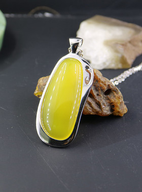 纯银吊坠空托镶嵌欧式琥珀玉石